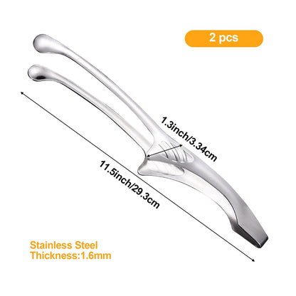 YRMJ 2 Pieces Stainless Steel Grill Tongs for Korean and Japanese BBQ Clean & Convenient Use,Non-Slip Serrated Tips,Ideal for Cooking Self-Standing Tongs for Salad,Grill,Camping,Buffet,Oven (11.4inch) - CookCave