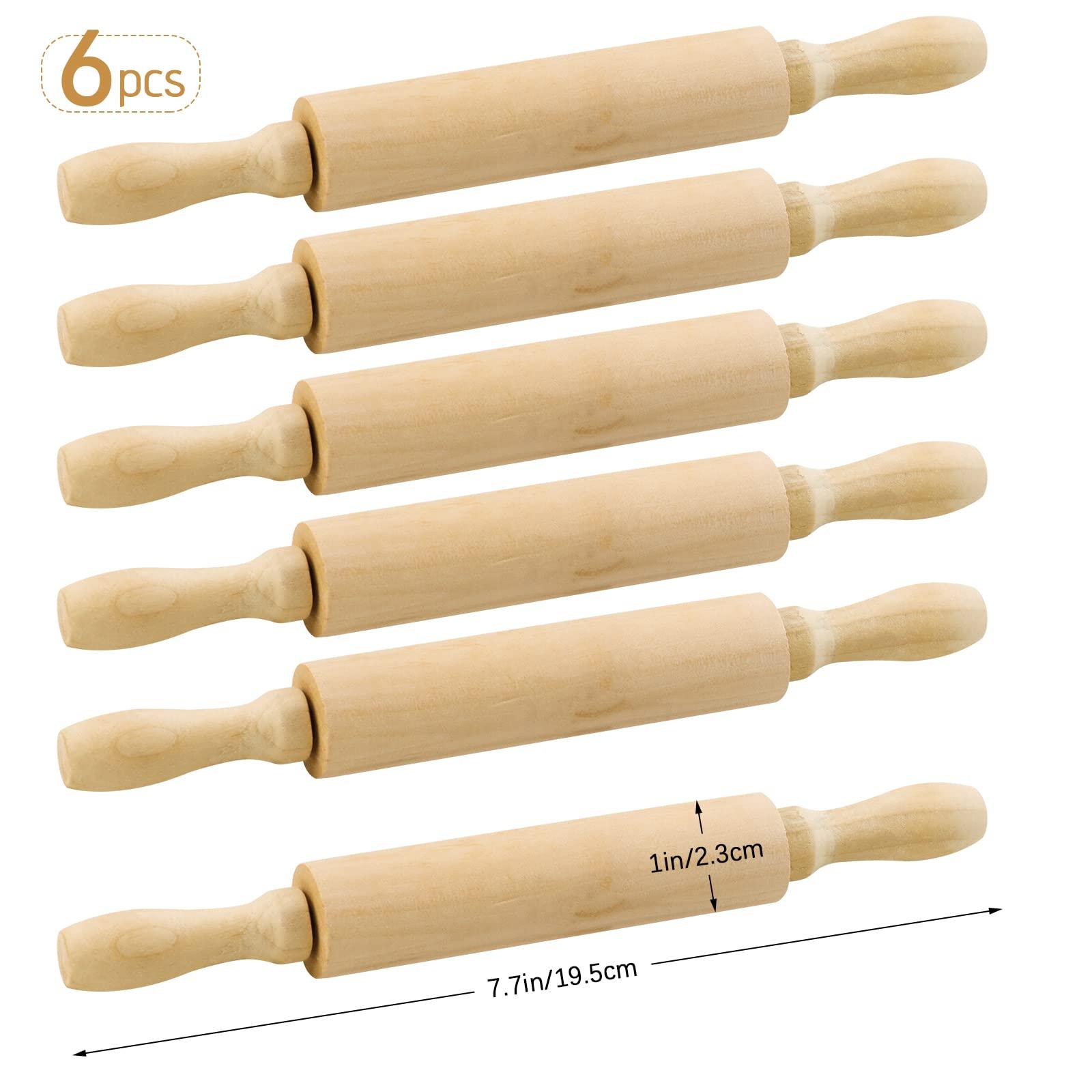 BILLIOTEAM 6 Pack 8 Inch Mini Wood Rolling Pin,Great for Children Kids Girls and Boys,Small Wooden Rollers for Art and Crafting,Baking,Cookie Dough,Cooking,Clay,Play Doh - CookCave