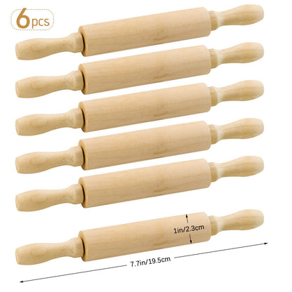 BILLIOTEAM 6 Pack 8 Inch Mini Wood Rolling Pin,Great for Children Kids Girls and Boys,Small Wooden Rollers for Art and Crafting,Baking,Cookie Dough,Cooking,Clay,Play Doh - CookCave