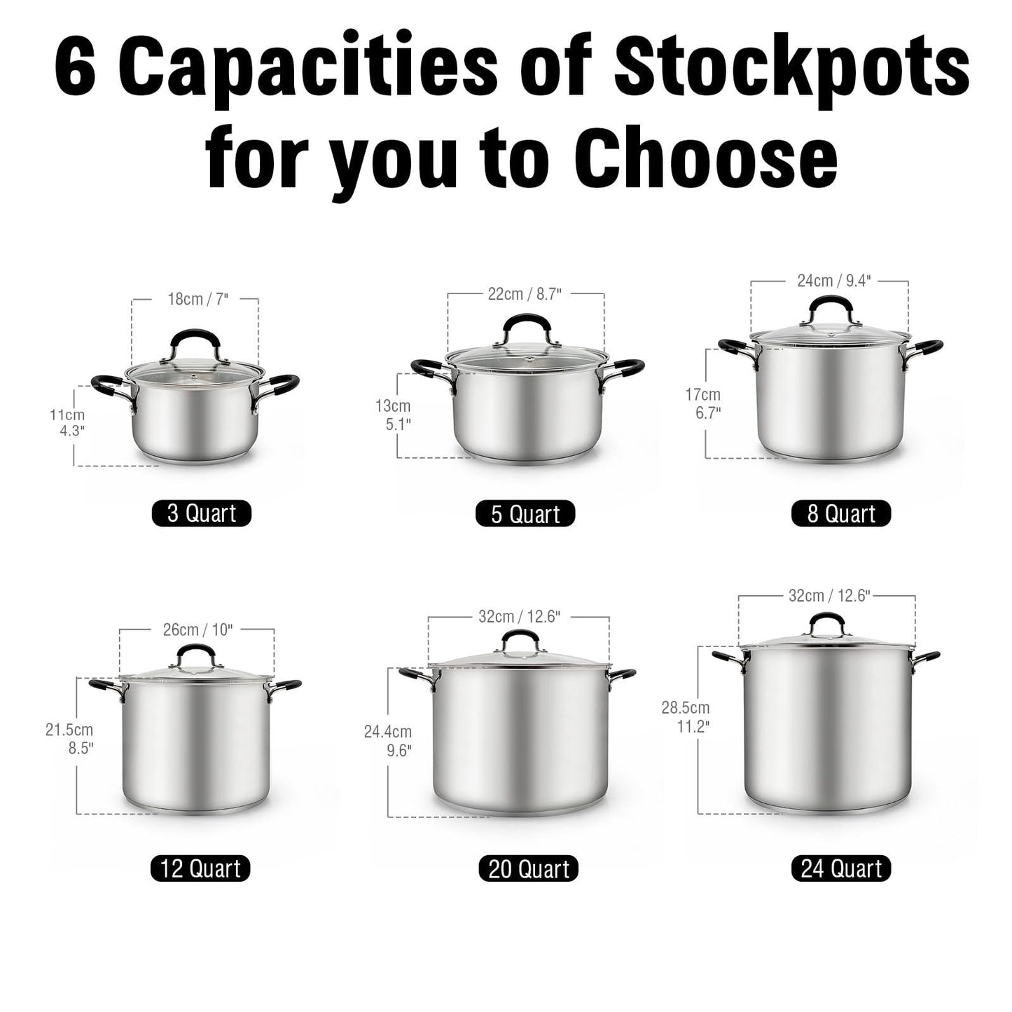 Cook N Home Stockpot Sauce Pot Induction Pot With Lid Professional Stainless Steel 8 Quart , Dishwasher Safe With Stay-Cool Handles , Silver - CookCave