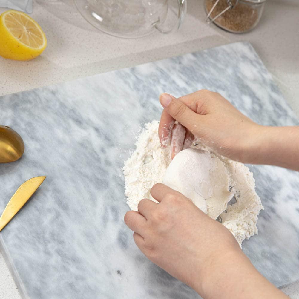 Soulscrafts Marble Pastry Board 16x12 inch Cutting Board Marble Serving Tray for Cheese Perfect for Keep the Dough Cool and Chocolate Tempering Easy to Clean Sleek Design, White & Gray - CookCave