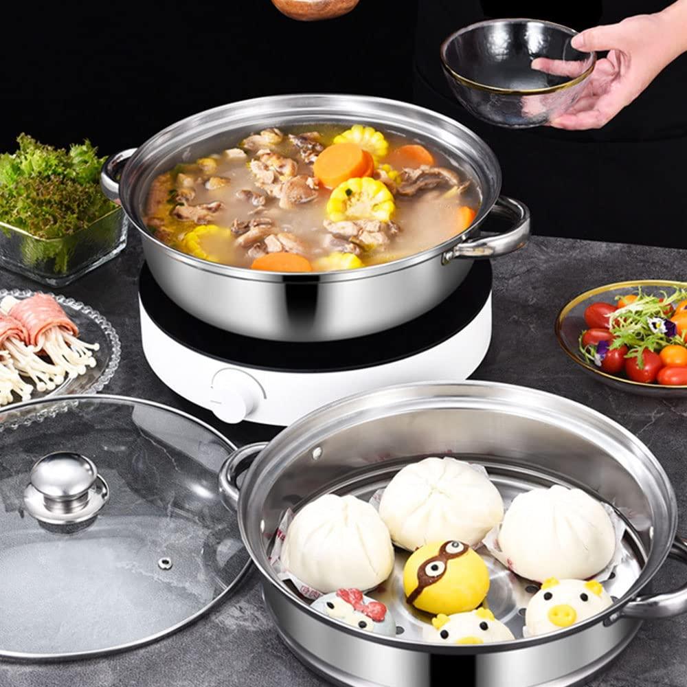 Steamer Pot for Cooking 11 inch Steamer Pot, 2-tier Multipurpose 18/8 Stainless Steel Steam Pot Cookware with Lid for Vegetable, Dumpling, Stock, Sauce, Food - CookCave