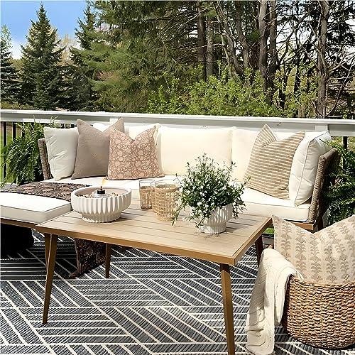 YITAHOME 3 Pieces Patio Furniture Set, Outdoor Rattan Woven Conversation Sectional L-Shaped Sofa with 5 Seater for Backyard, Porch, Boho Detachable Lounger with Cushions and Side Table - Beige - CookCave