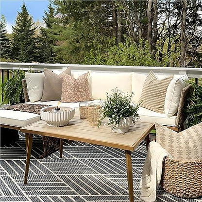 YITAHOME 3 Pieces Patio Furniture Set, Outdoor Rattan Woven Conversation Sectional L-Shaped Sofa with 5 Seater for Backyard, Porch, Boho Detachable Lounger with Cushions and Side Table - Beige - CookCave