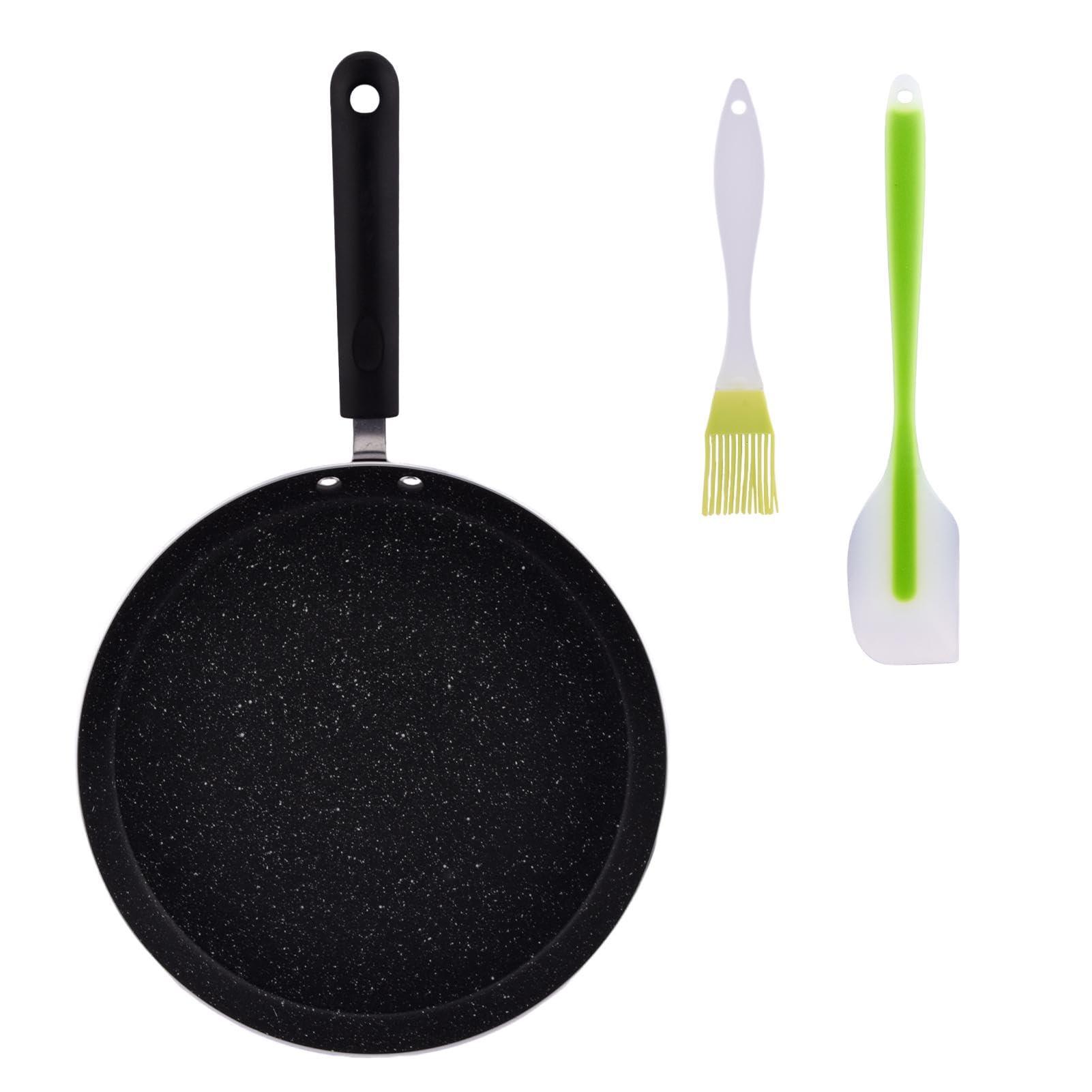 OTJENL Nonstick Crepe Pan, 11 Inch Griddle Pan with Scraper & Oil Brush, Griddle Pancake Pan Tortilla Pan, for Cooking Eggs, Frying, Grill, Omelettes, Easy Clean - CookCave