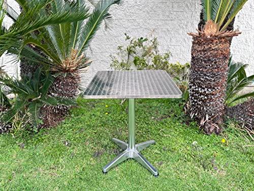 BTEXPERT Silver Indoor Outdoor 23.75" Restaurant Table for Patio Stainless Steel Aluminum Furniture with Base, 23.75Inch Square X 27.7" Height-One - CookCave