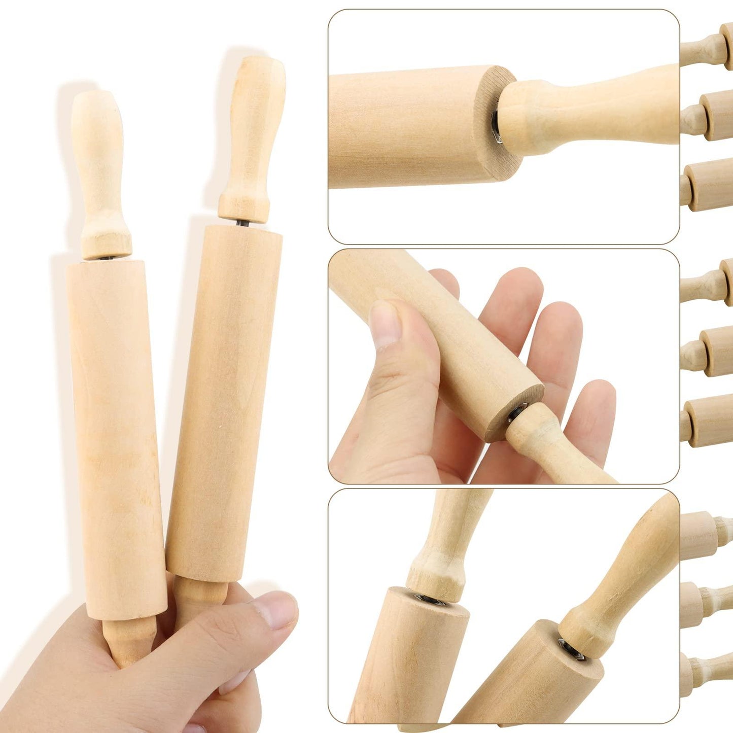 BILLIOTEAM 6 Pack 8 Inch Mini Wood Rolling Pin,Great for Children Kids Girls and Boys,Small Wooden Rollers for Art and Crafting,Baking,Cookie Dough,Cooking,Clay,Play Doh - CookCave