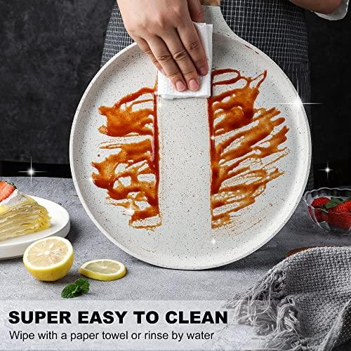 Zalnuuk Crepe Pan, 11 Inch Nonstick Dosa Tawa with Spreader, for All Stove, Tortilla Pan with Detachable Handle, Cream White - CookCave