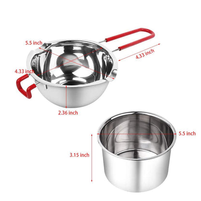 2 Pack Stainless Steel Double Boiler Pot Chocolate Melting Pot Soap Candle Candy Making Tool Kit Wax Melting Heat Proof Bowl for Melting Chocolate, Butter, Cheese, Caramel, Candy, Candle, Wax - CookCave