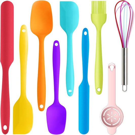 Multicolor Silicone Spatula Set - 446°F Heat Resistant Rubber Spatulas for Cooking,Baking,Mixing.One Piece Design with Stainless Steel Core.Nonstick Cookware friendly,BPA-Free,Dishwasher Safe - CookCave
