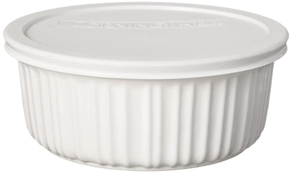 CorningWare French White 7-Pc Ceramic Bakeware Set with Lids, Chip and Crack Resistant Stoneware Baking Dish, Microwave, Dishwasher, Oven, Freezer and Fridge Safe - CookCave