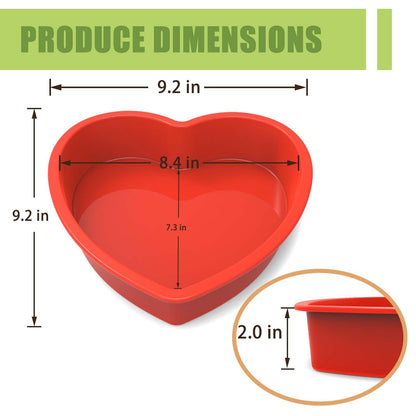 SILIVO Silicone Heart Shaped Cake Pans, 8 Inch, Red, Nonstick, Food Grade Silicone, Easy Clean, Freezer, Microwave and Oven Safe - CookCave