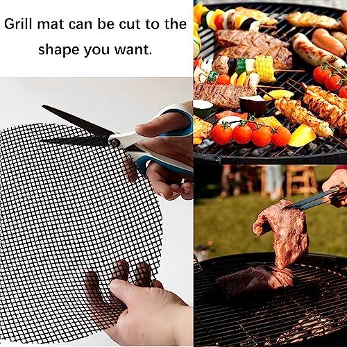 OSVINO Black Grill Mesh Mat 5 Pack Non-stick BBQ Grilling Sheet Liners 16"x12" Reusable Outdoor Barbecue Accessories Works on Gas Charcoal Electric Grill - CookCave