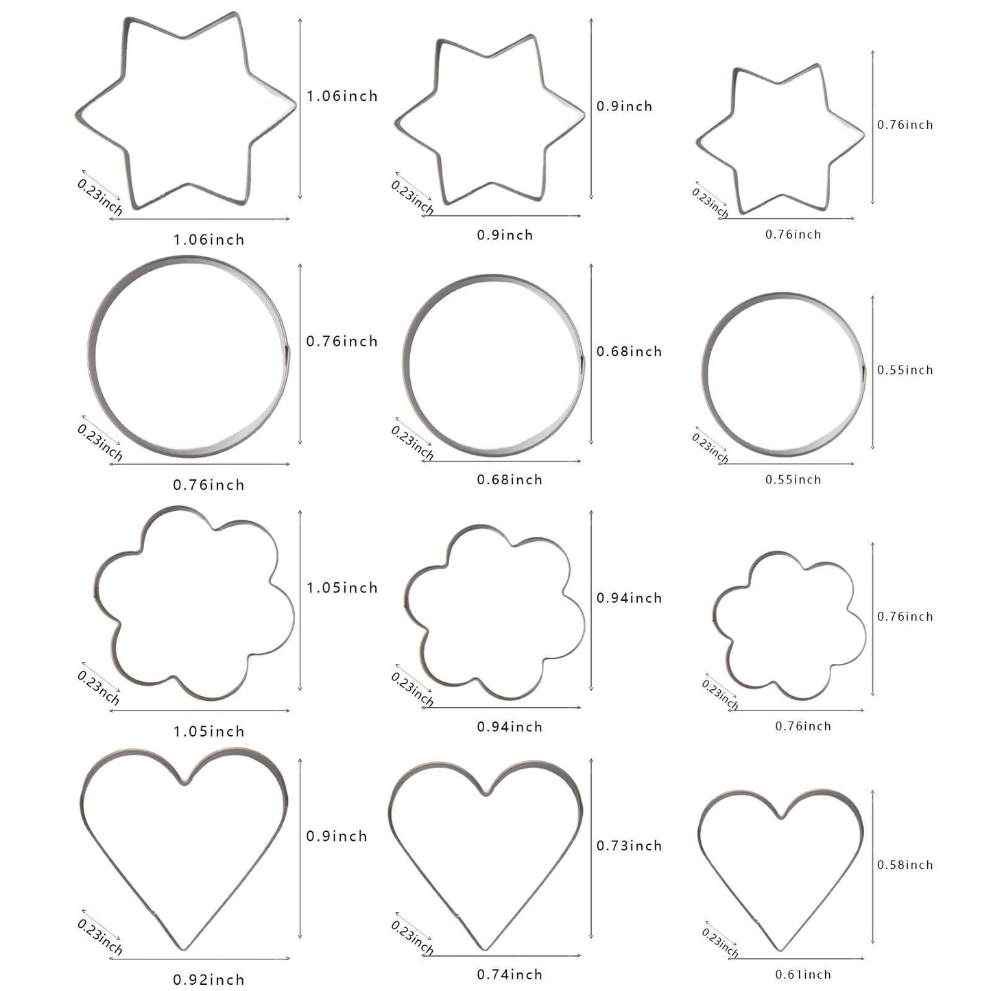 DYQHYCF Cookie Cutter 12PCS Set，Shapes Baking Set Halloween Christmas Metal Molds,Star,Love Heart,Round,Flower Shape Biscuit Stainless Steel Molds for Kitchen. - CookCave