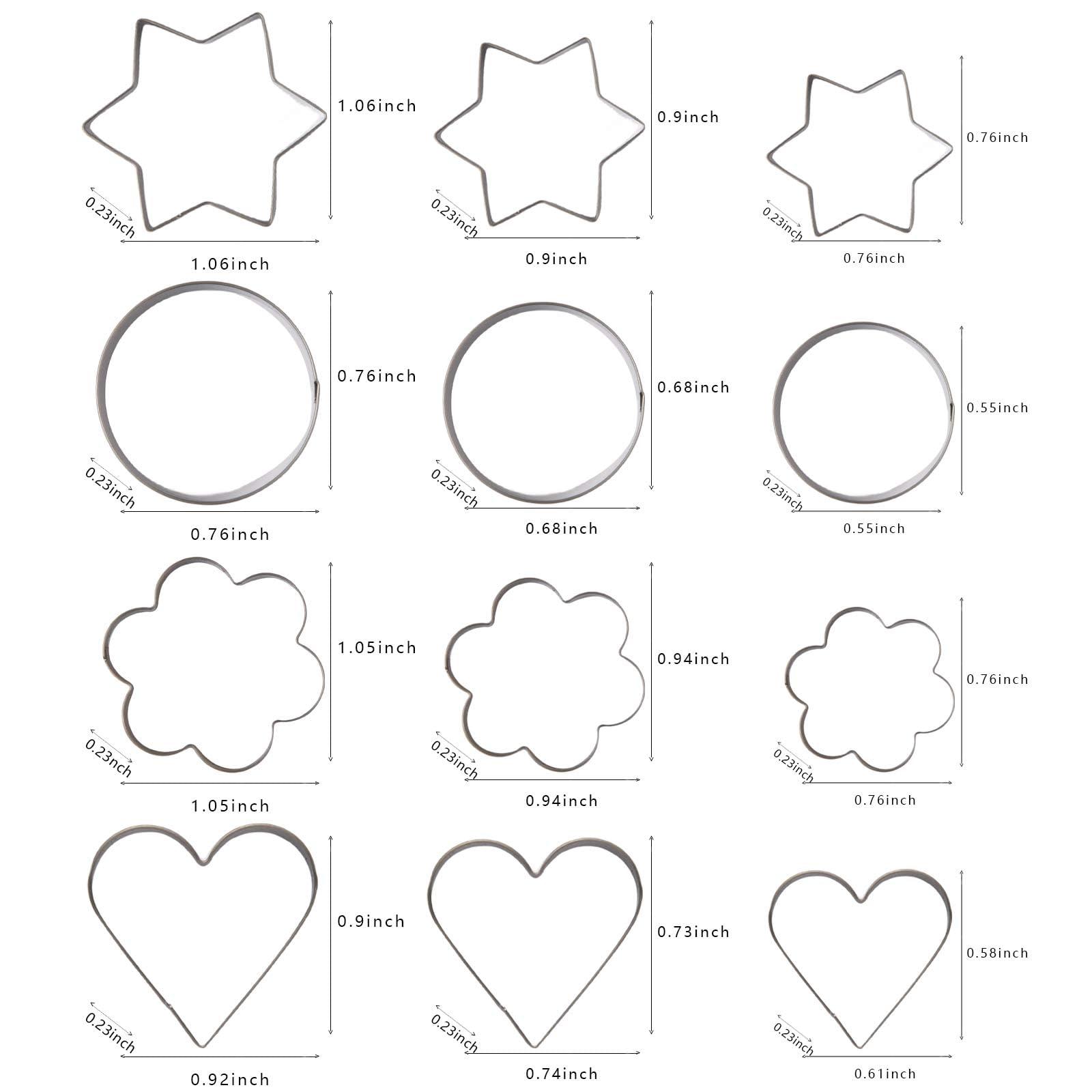 DYQHYCF Cookie Cutter 12PCS Set，Shapes Baking Set Halloween Christmas Metal Molds,Star,Love Heart,Round,Flower Shape Biscuit Stainless Steel Molds for Kitchen. - CookCave