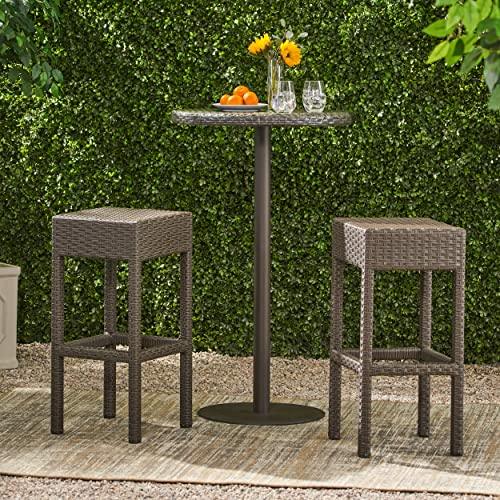 Christopher Knight Home Milton Outdoor Wicker Backless Bar Stools, 2-Pcs Set, Dark Brown - CookCave