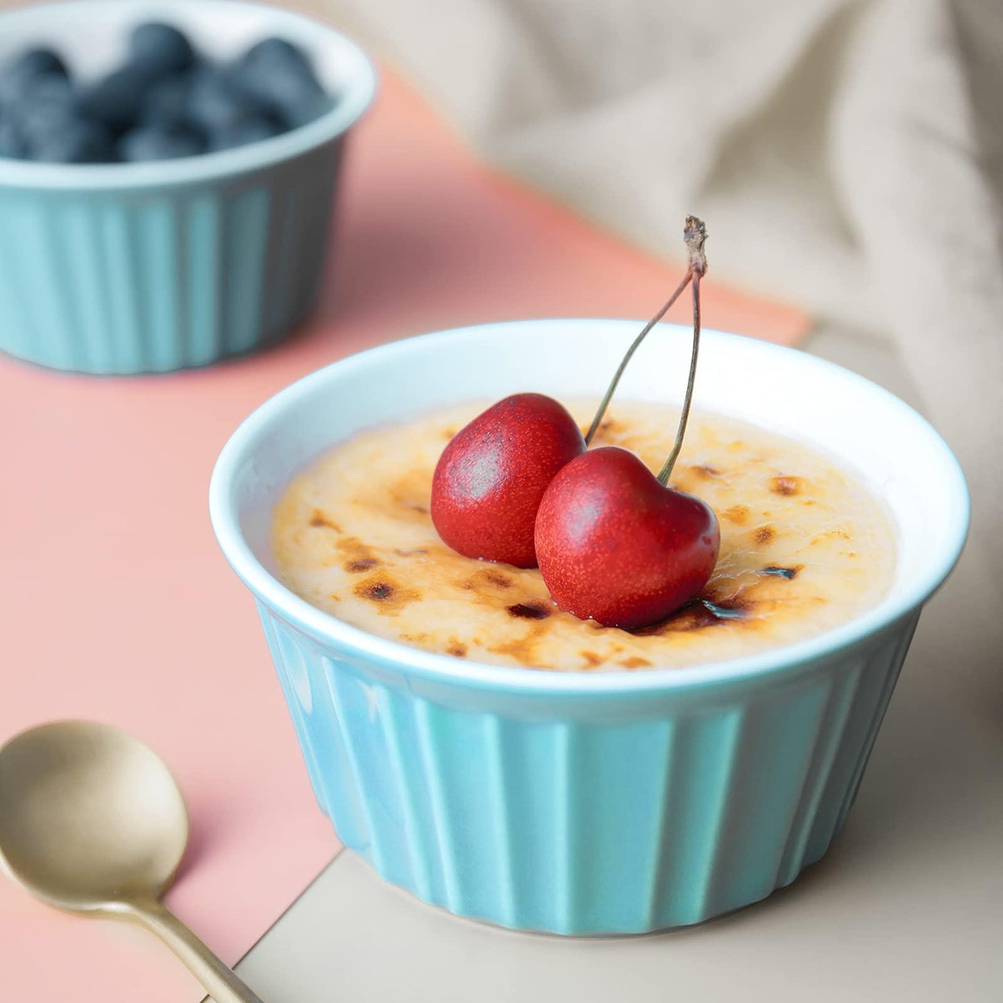 LIFVER 6 oz Ramekins, Small Mini Baking Ceramic Ramekins Creme Brulee Ramekins, Classic Style Porcelain Ramekins, Baking Souffle Ramekins Bowls, Set of 6,Blue - CookCave