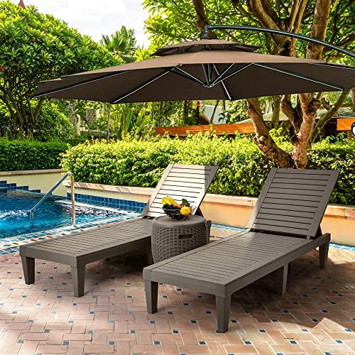 YITAHOME Chaise Outdoor Lounge Chairs with Adjustable Backrest, Sturdy Loungers for Patio & Poolside, Easy Assembly & Waterproof & Lightweight with 265lbs Weight Capacity, Set of 2, Taupe - CookCave