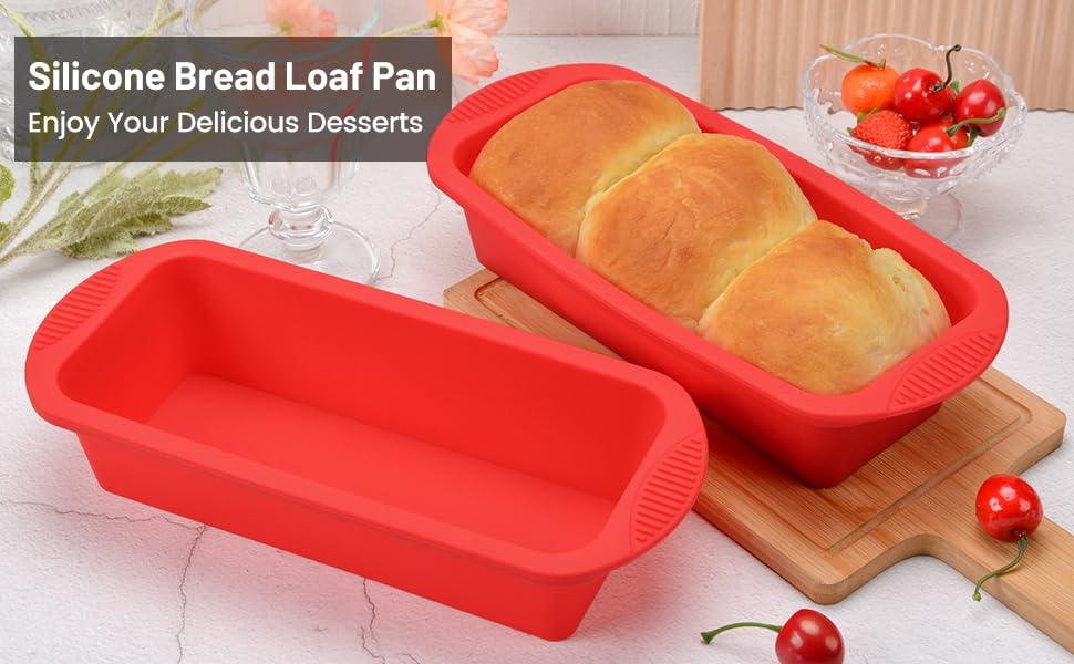 CAKETIME Silicone Bread Loaf Pan, Nonstick BPA Free 9 x 3.9 x 2.3 inch Silicone Baking Molds for Homemade Loaf, Bread, Meatloaf, Cake, Sandwiches Set of 3 - CookCave