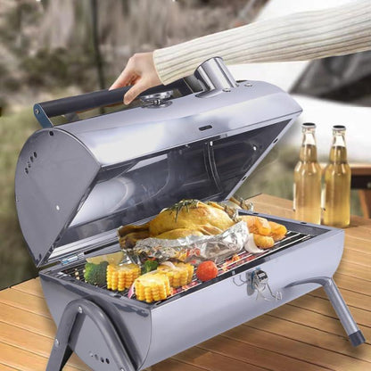 KASEDA Stainless Steel Adjustable Portable Charcoal Grill, Multi-functional Metal Small BBQ Smoker for Outdoor Hiking Picnic Camping Beach,Tabletop Outdoor Barbecue Smoker - CookCave