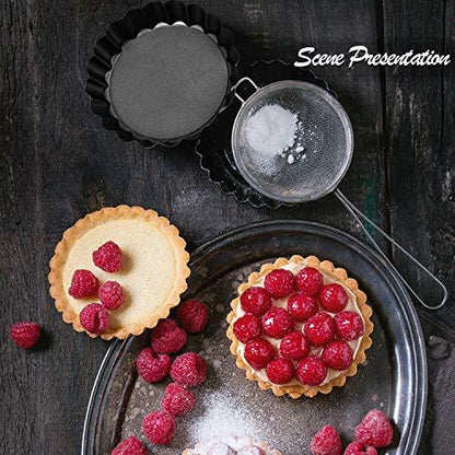 Boao 3 Pieces Round 10 Inch, 9 Inch, 4 Inch Mini Tart Pans with Nonstick Removable Loose Bottom Carbon Steel Quiche Pie Pan for Cakes Desserts Pizza Cooking Bakeware Baking Mold - CookCave