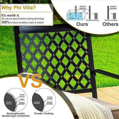 PHI VILLA Patio Swivel Chairs Set of 2 Outdoor Dining Rocker Chair Support 300 lbs for Garden Backyard Bistro Furniture Set with Cushion - CookCave