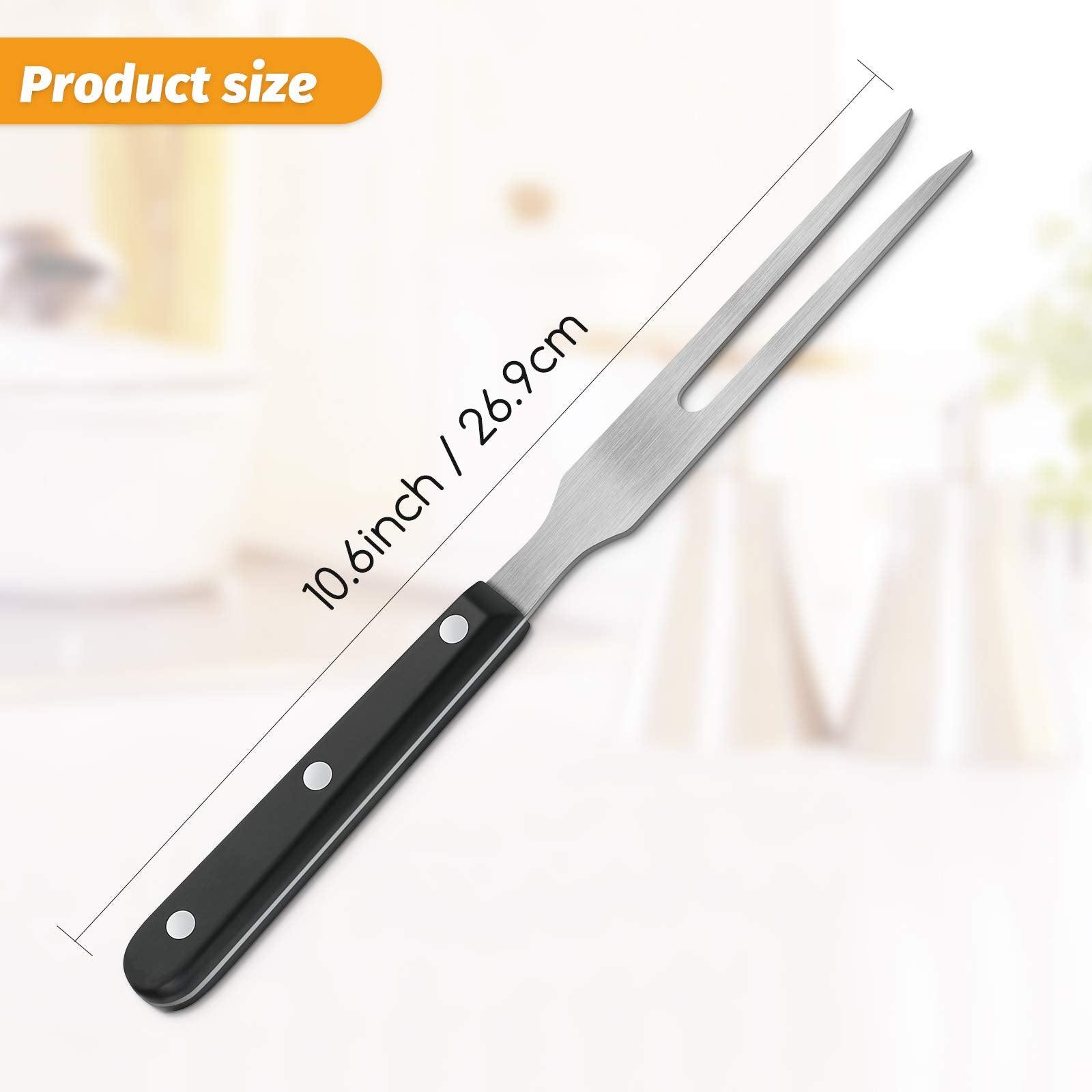 2 Pieces Carving Fork Pot Forks Stainless Steel Meat Serving Fork with Plastic Handle 10.6 Inch Serving Grill Fork Black Handle Barbecue Fork for BBQ Kitchen Turkey Roast Dinner Party Festival - CookCave