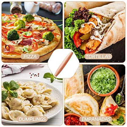 French Rolling Pin for Baking - AMPSEVEN Wooden Rolling Pin Dough Roller for Pizza Fondant Pasta Dumpling tortillas (20cm(7.9inch)) - CookCave