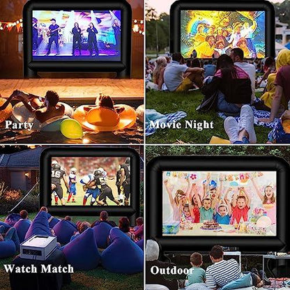 Inflatable Movie Screen, 15FT Blow up Movie Screen Outdoor Support Front & Rear Projector Screen Outside for Backyard Outdoor Movie Night Barbecue Pool Party Super Bowl Party with Blower and Carry Bag - CookCave