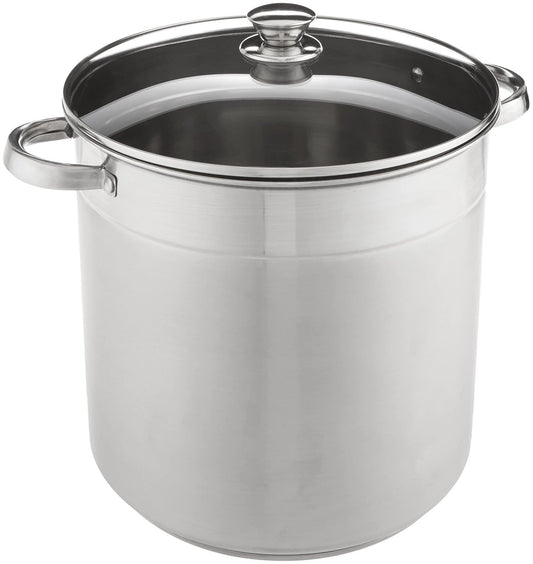 McSunley Stockpot with Encapsulated Bottom Base, 16 Qt, Stainless Steel - CookCave