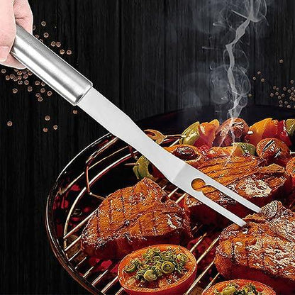 ccHuDE Stainless Steel Carving Fork Barbecue Meat Fork Cooking Steak Fork Grill BBQ Fork Kitchen Serving Fork Large Wood Handle Fork 330 mm - CookCave