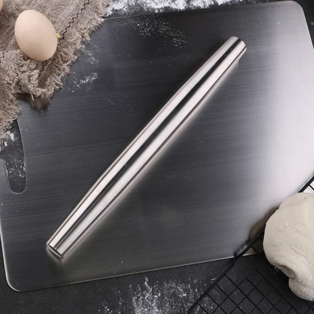 Smooth Stainless Steel Rolling Pin for Baking Fondant, Pizza, Pie, Pastry, Pasta, Dough, Cookies (12.8in) - CookCave