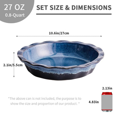 KOOV Ceramic, 9 Inches Pie Plate, Pie Dish for Dessert Kitchen, Round Baking Dish Pan for Dinner, Wrapping Upgrade, Reactive Glaze (Nebula Blue) - CookCave