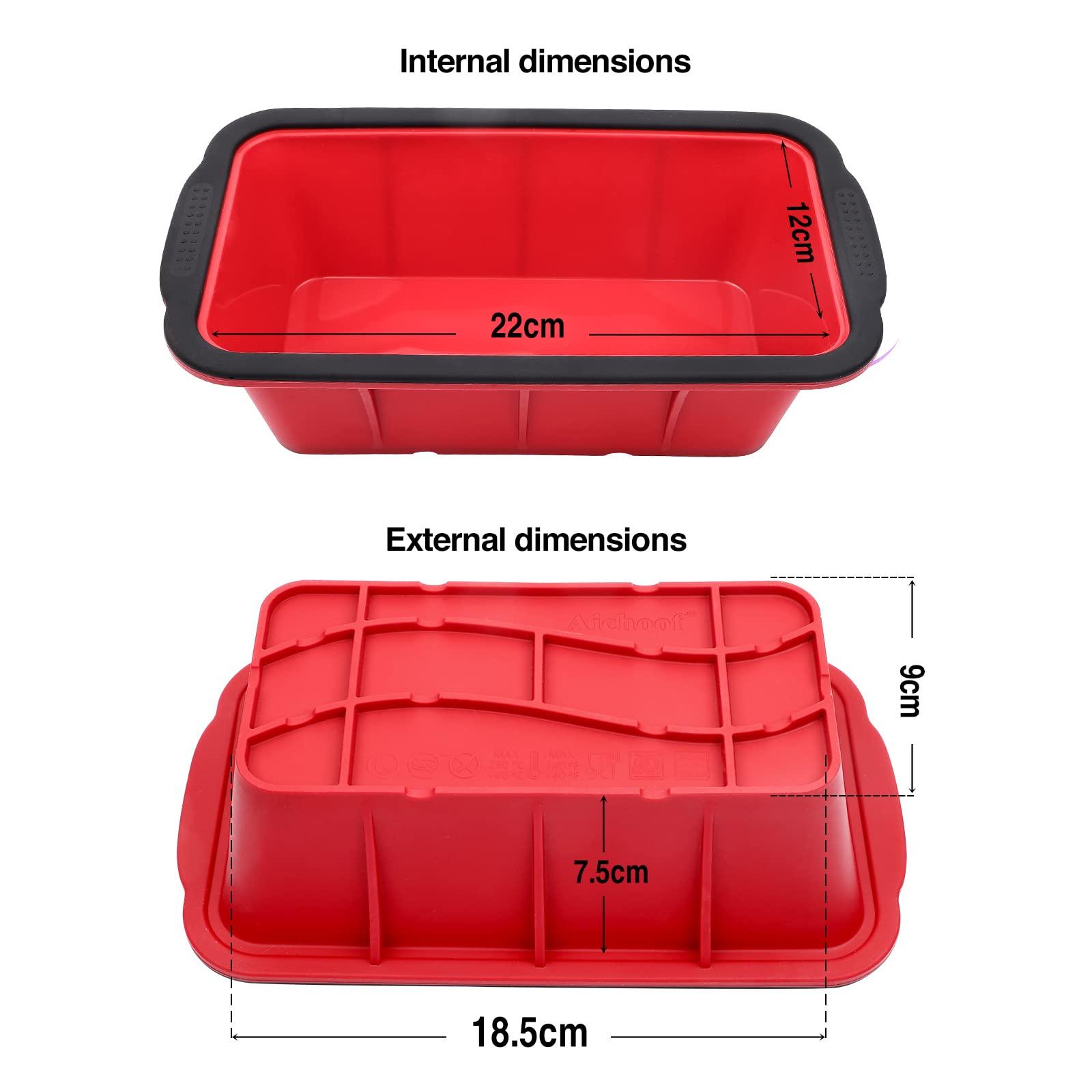1.5 Pound Non-Stick Silicone Loaf Pan With Reinforced Steel Frame Inside, Meat Loaf Pan Mold For Homemade Baking, Toast, Brownie, Bread, BPA Free, Dishwasher, Microwave, Oven and Freezer Safe (Red) - CookCave