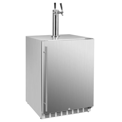 ICEJUNGLE Full Size Kegerator Outdoor Dual Tap Draft Beer Dispenser Beverage Beer Cooler Temperature Control Drip Tray Rail Fits 3x5 Gallon 2x1/6 Kegs Half Barrel Keg - CookCave