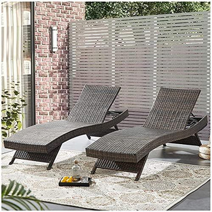 Asifom 79'' Long Reclining Chaise Lounge Set (Set of 2), Outdoor Wicker Reclining Lounge Chair Patio Rattan Double Chaise Lounge Lawn Sunbathing Chairs Beach Pool Backrest Recliners (Set of 2) - CookCave