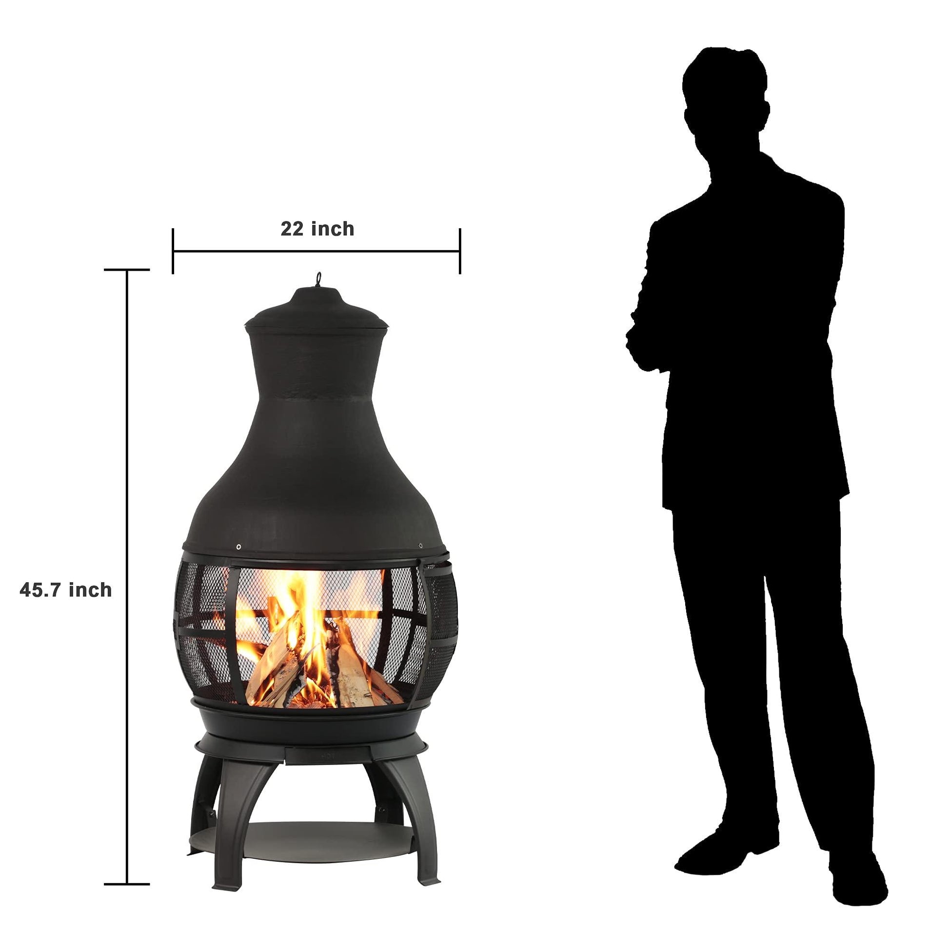 BALI OUTDOORS Chimenea Outdoor Fireplace Wooden Fire Pit, Brown-Black - CookCave