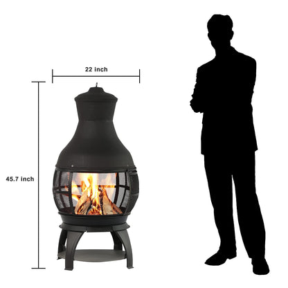 BALI OUTDOORS Chimenea Outdoor Fireplace Wooden Fire Pit, Brown-Black - CookCave