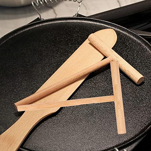 Crepe Spreader and Crepe Spatula Turner Set,Convenient Sizes to Fit Any Crepe Pan Maker - 100% Natural Wooden Crepe Spatula Set for Crepe Tools - CookCave