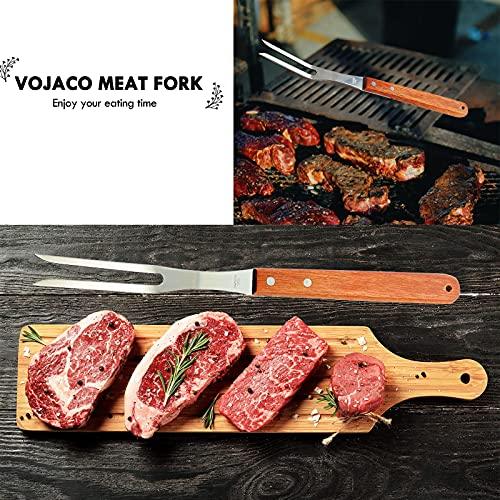 VOJACO Carving Fork, Meat Fork (2 Pack), 13 Inch Cooking Forks with Wooden Handle, Heavy Duty Stainless Steel BBQ Fork, Long Metal Chef Kitchen Forks for Barbecue, Serving, Cooking, Grilling, Roasting - CookCave