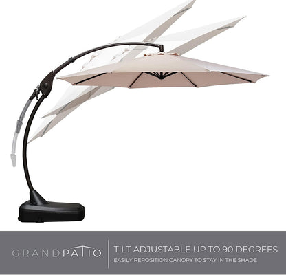 Grand patio Deluxe NAPOLI Patio Umbrella, Curvy Aluminum Cantilever Umbrella with Base, Round Large Offset Umbrellas for Garden Deck Pool (Champagne, 11 FT) - CookCave