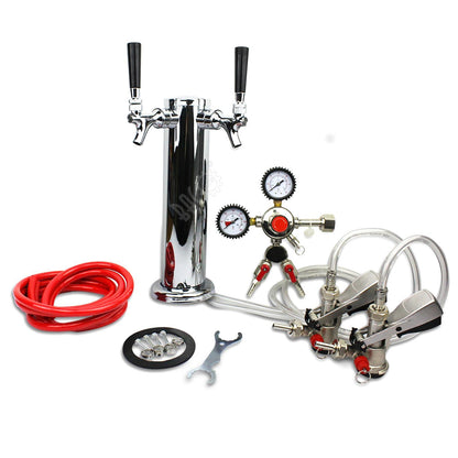 BACOENG Double Faucet Tower Beer Kegerator Conversion Kit with Dual Gauge Regulator, No Tank Stainless Steel Keg Tower - CookCave