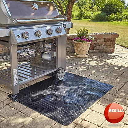 RESILIA - Large Under Grill Mat - Black Diamond Plate, 36 x 48 inches, for Outdoor Use - CookCave