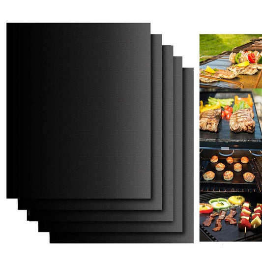 Dailyart Grill Mats for Outdoor Grill, Grill Mats Non Stick Set of 5 BBQ Grill Mat Baking Mats Teflon BBQ Grill Accessories Reusable,Works on Gas, Charcoal, Electric Grill 15.75 x 13-Inch, Black - CookCave