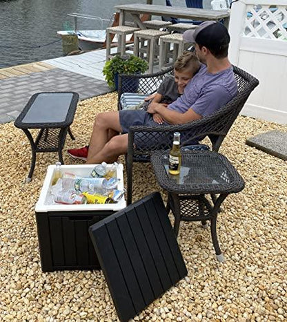 Ice Cooler/Storage Deck Box, and seat, Outdoor Ice Chest is Great to Use for Pool Accessories, Hot Tub Towel Holder, Toys, Gardening Tools, Sports Equipment, UV Resistant Resin, - CookCave