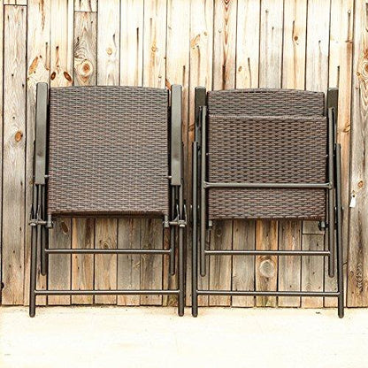 PHI VILLA Rattan Patio Dining Chairs Set of 2,Outdoor Wicker Sling Chairs,Foldable Patio Dining Chairs for Garden,Backyard, Lawn, Porch, Poolside and Balcony,2 Packs - CookCave