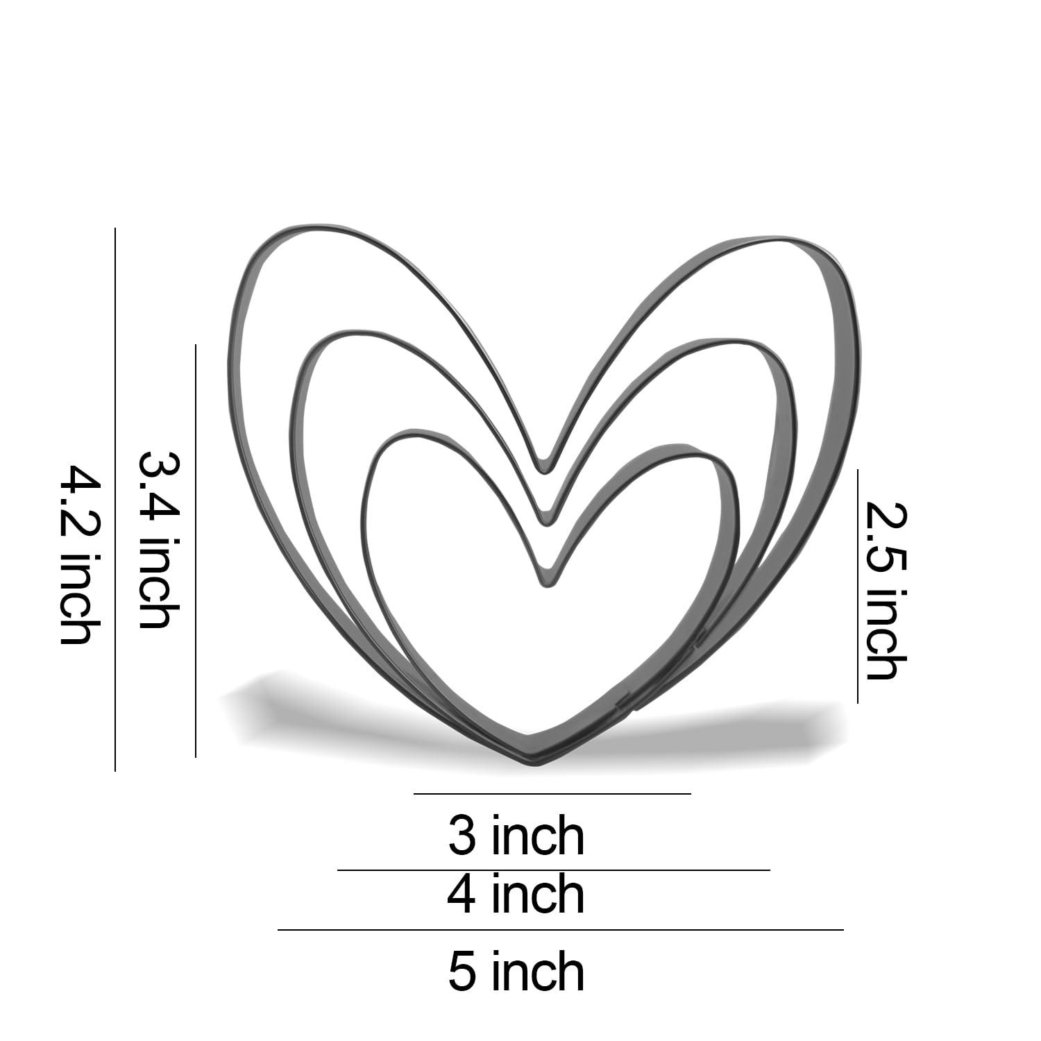 Keewah Heart Cookie Cutter Set - 5”,4”,3” - 3 Piece - Stainless Steel - CookCave