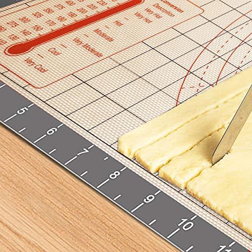 Silicone Pastry Baking Mat Non Stick-Large Rolling Dough with Measurements-Non Slip Pizza,Fondant,Pie,Cake Baking Mat - 26 x 16 Inch By Cook Time - CookCave