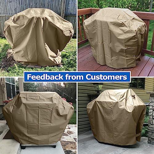 SunPatio Grill Cover 48 Inch for Outdoor Grill, Heavy Duty BBQ Cover with Waterproof Sealed Seam, FadeStop Material, All Weather Resistant Compatible for Weber CharBroil Nexgrill Grill and More, Taupe - CookCave
