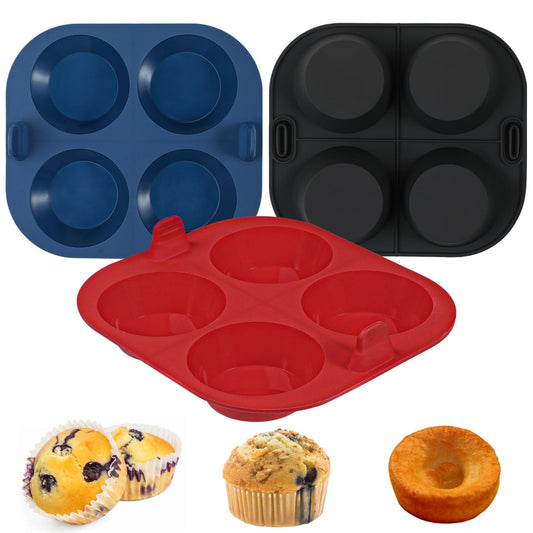 Webake 3PCS Silicone Air Fryer Muffin Pan for Baking 4 Cavity Air Fryer Cupcake Pans Non Stick Food Grade and BPA Free Muffin Tins Baking Cups - CookCave